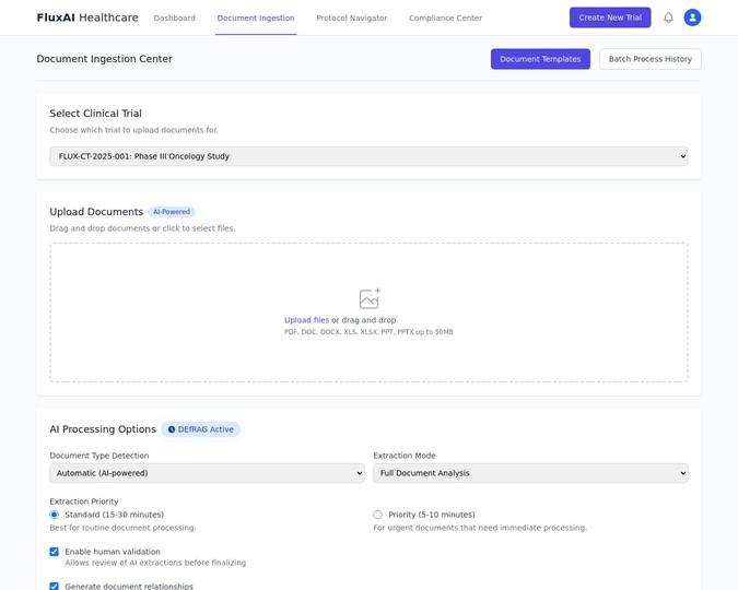 Document Ingestion Center page. 